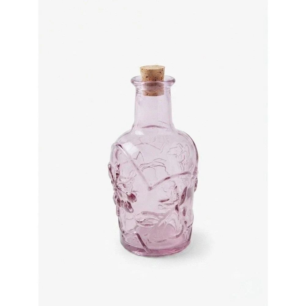 vintage 1980s Libbey of Canada embossed fruit glass decanter Purple Victorian 3D